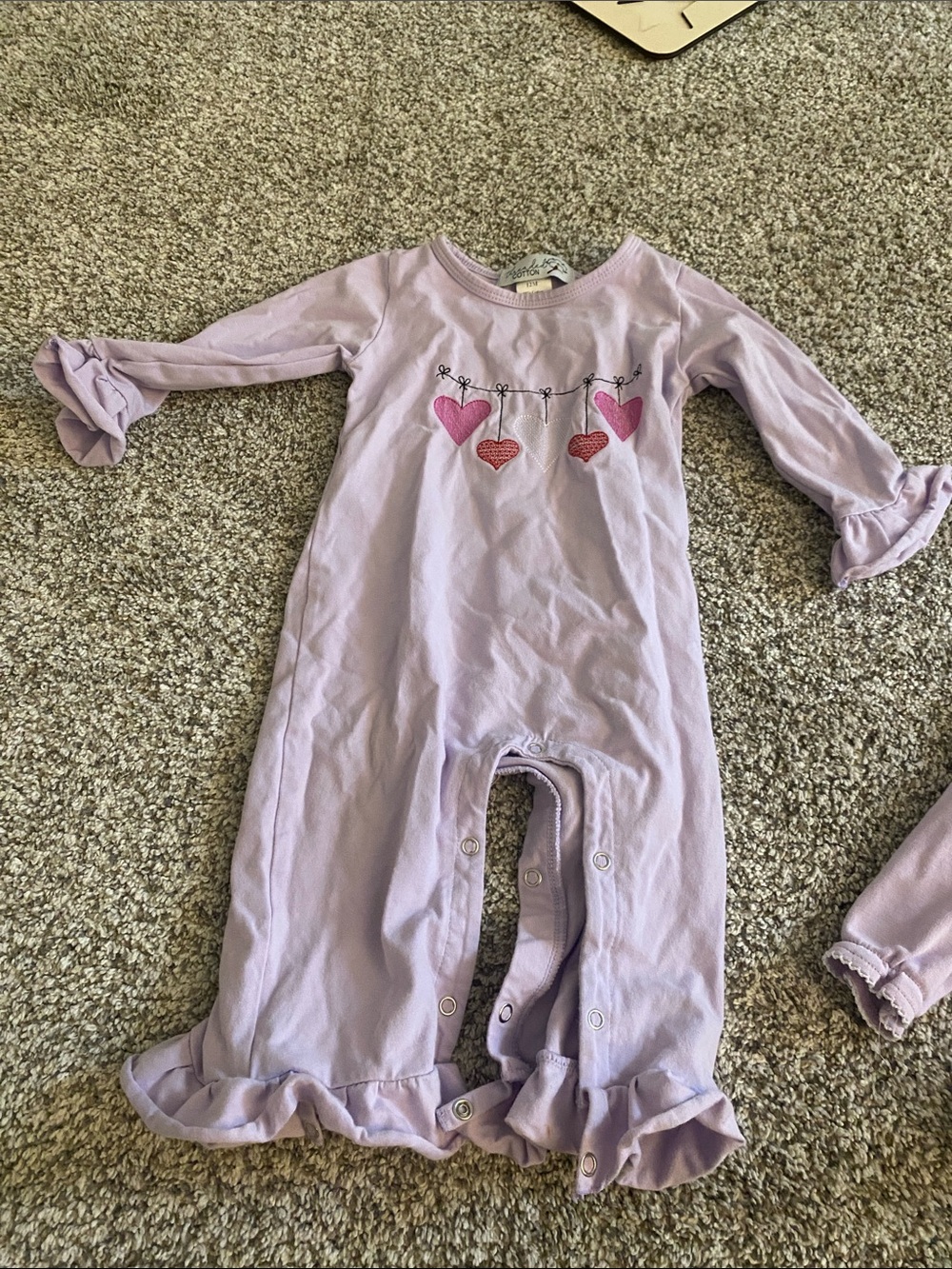 Lilac Heart Ruffle One-Piece Romper